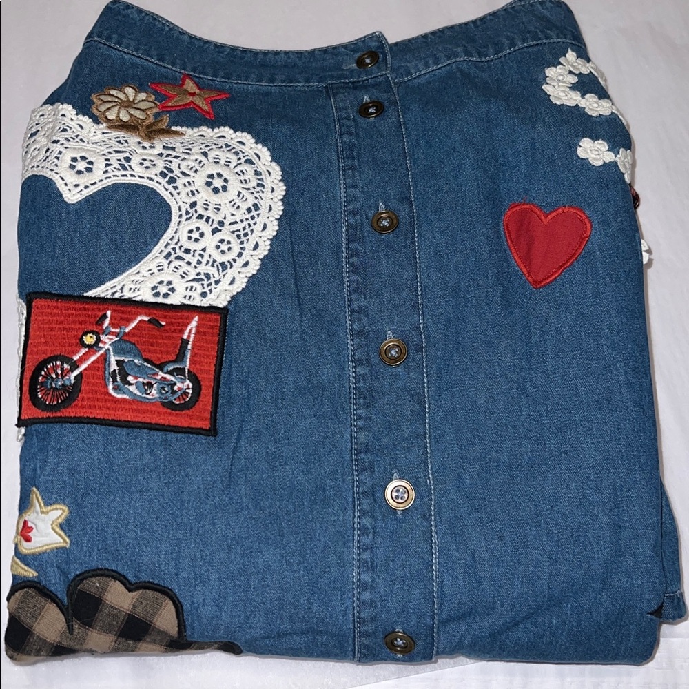 NWTS SPELL BOMBSHELL PATCHWORK SKIRT (L) - Picture 8 of 15